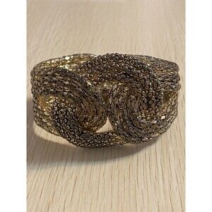 Elegant Golden Chain Knot Figural Hinged Beaded Bracelet Texture Fashion Jewelry